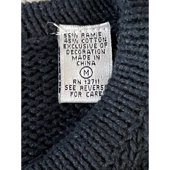 Amanda Smith Gold Thread Emblazoned Navy Cardigan size Medium - Picture 4 of 7